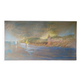 Gouache signed Gravey "Les Collines" Collioure