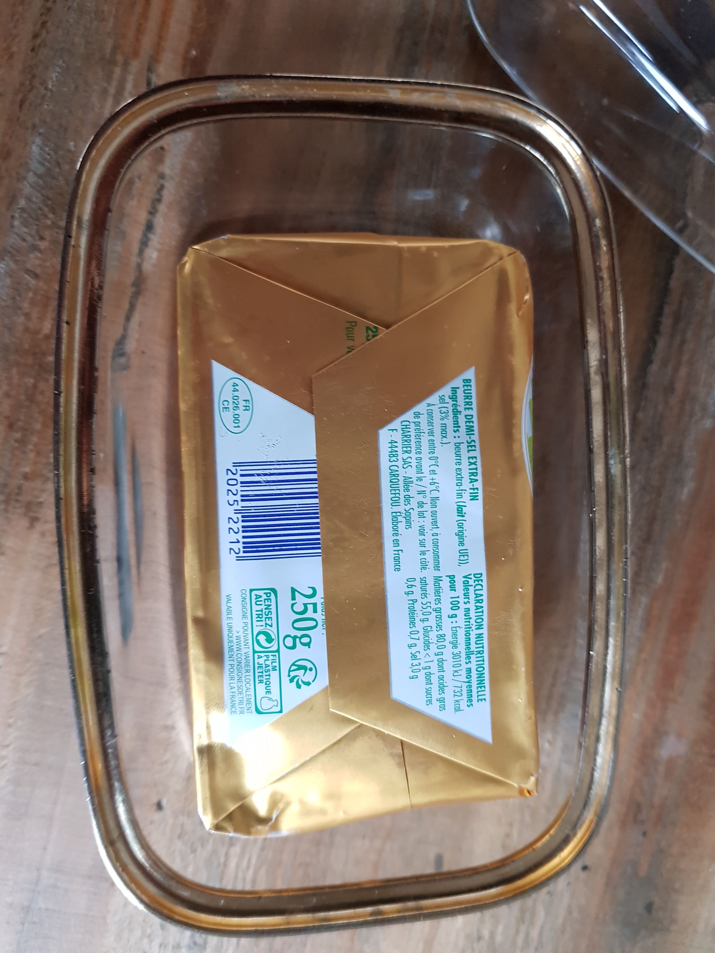 Gold glass butter dish