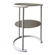Tubular space age serving table in white metal and pink smoked glass, 1970s design