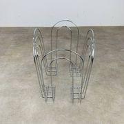Postmodern chrome metal magazine rack from the 80s