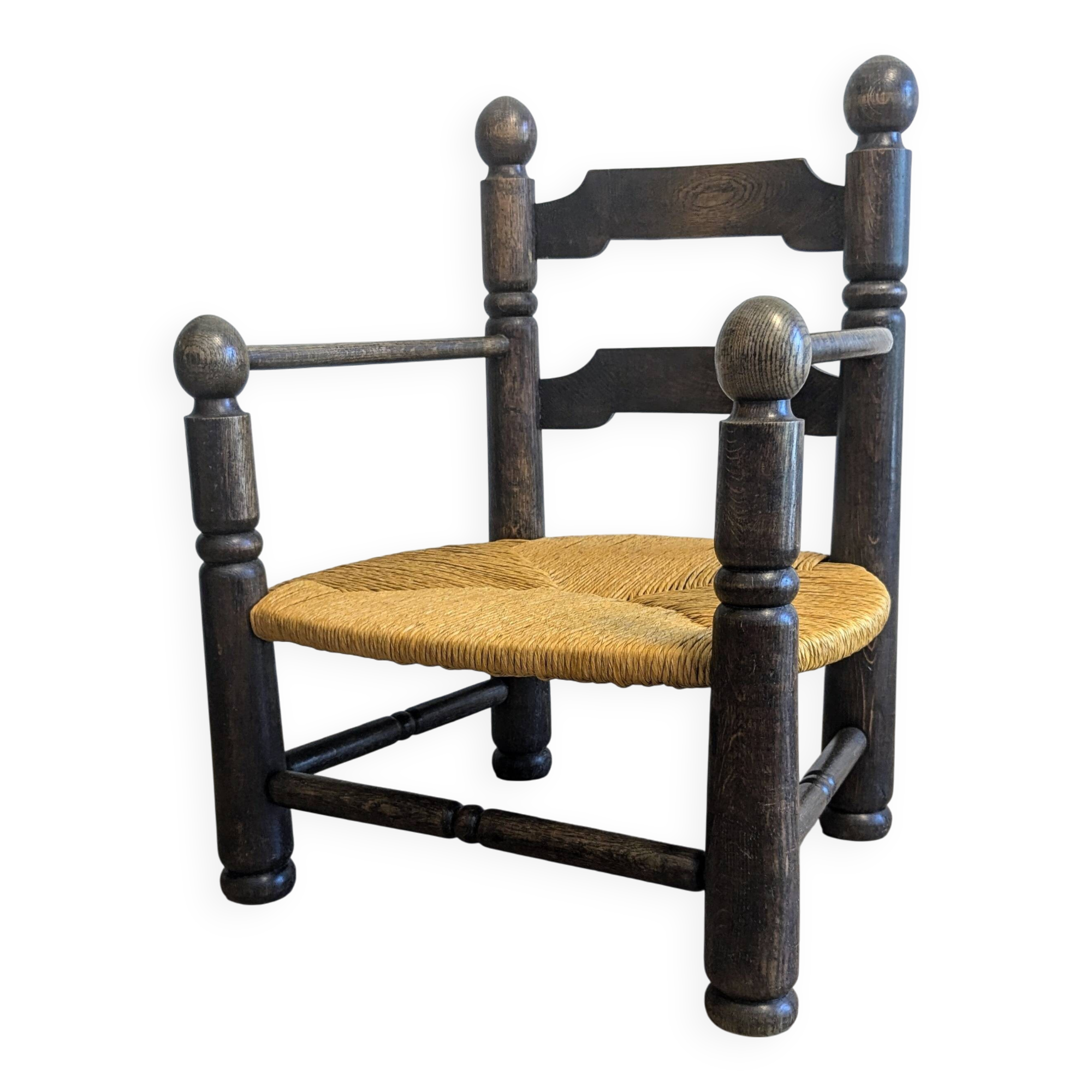 Genuine  Dudouyt style low oak armchair, 1940s