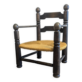Véritable fauteuil bas style  Dudouyt en chêne, années 40