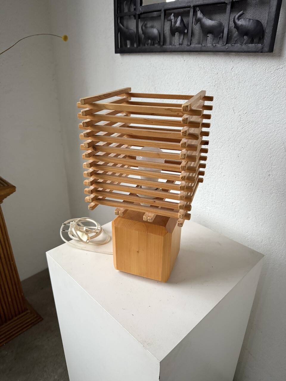 Constructivist wooden table lamp