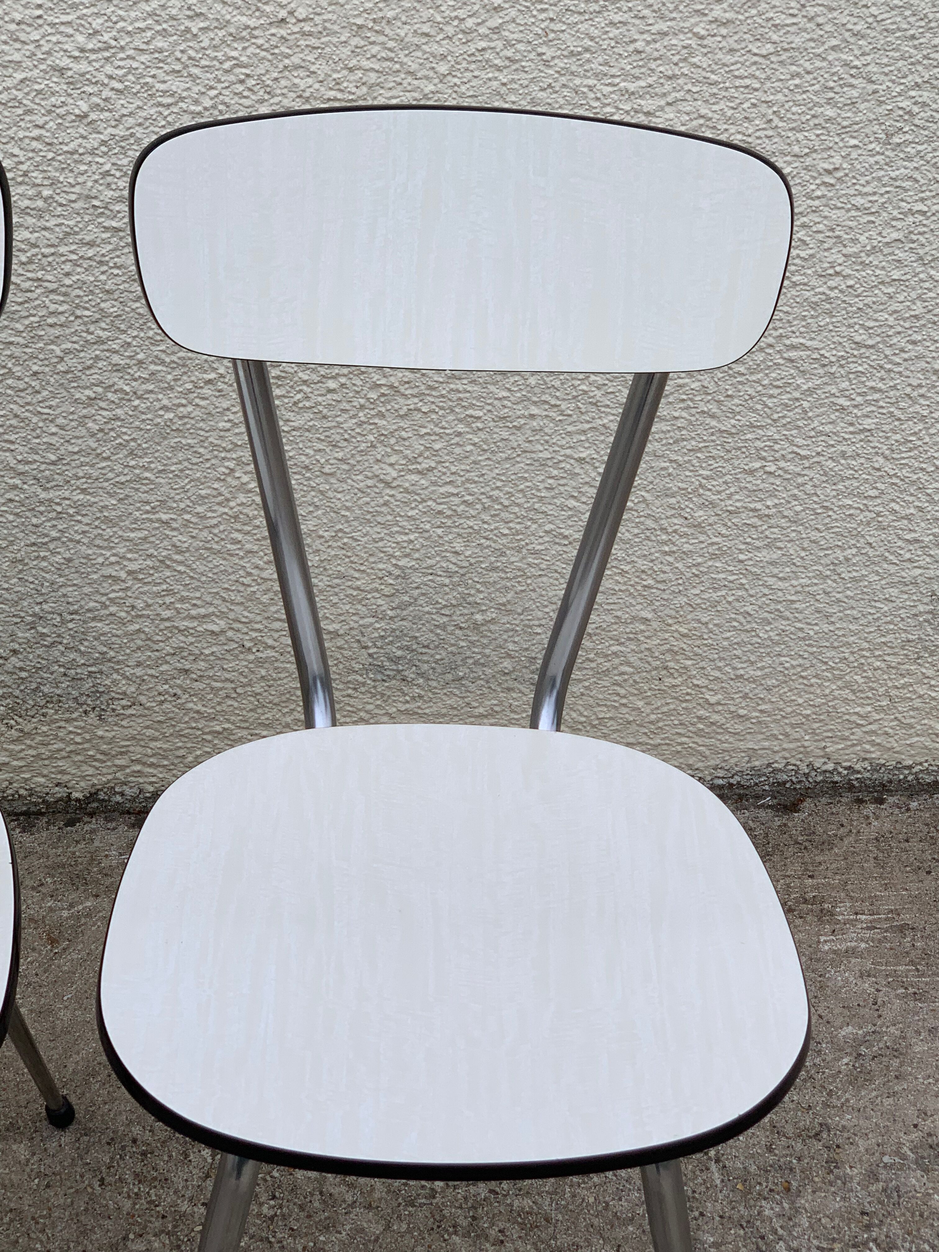 Formica chairs white compass feet