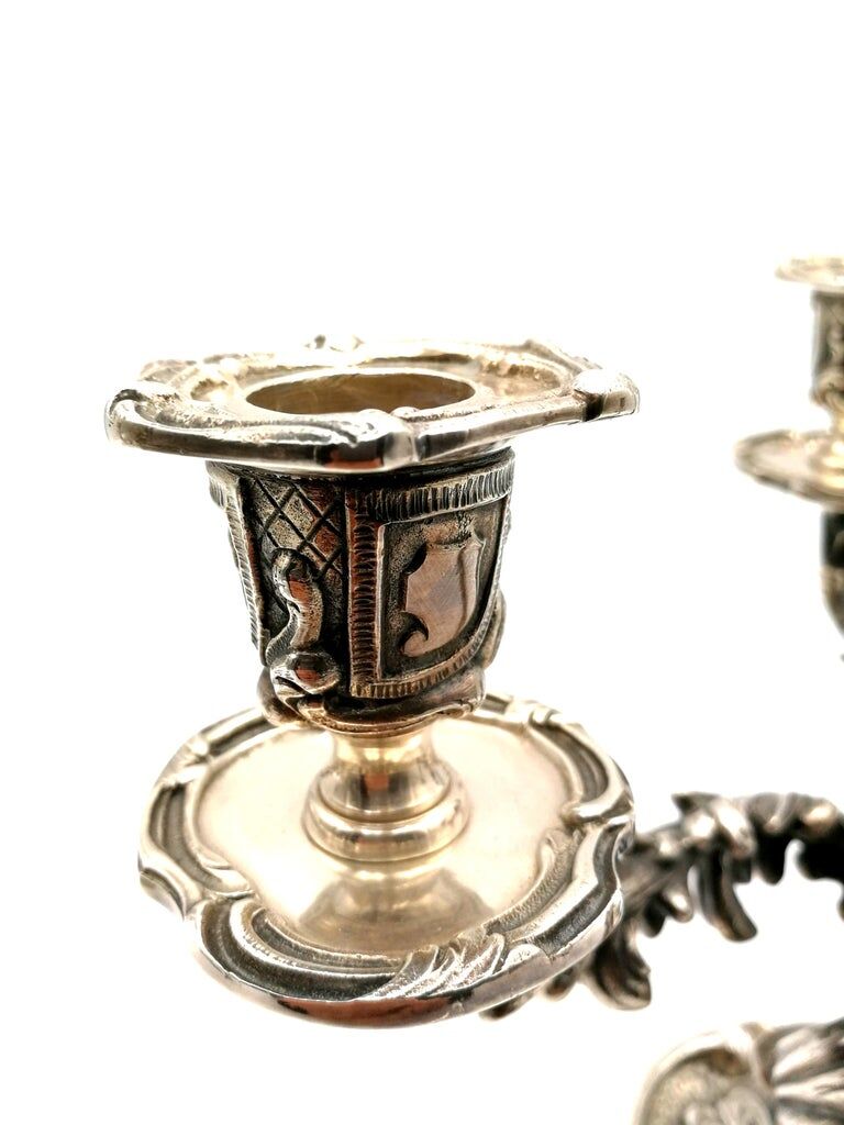 Wiskeman, pair of rococo chandelier, silver metal