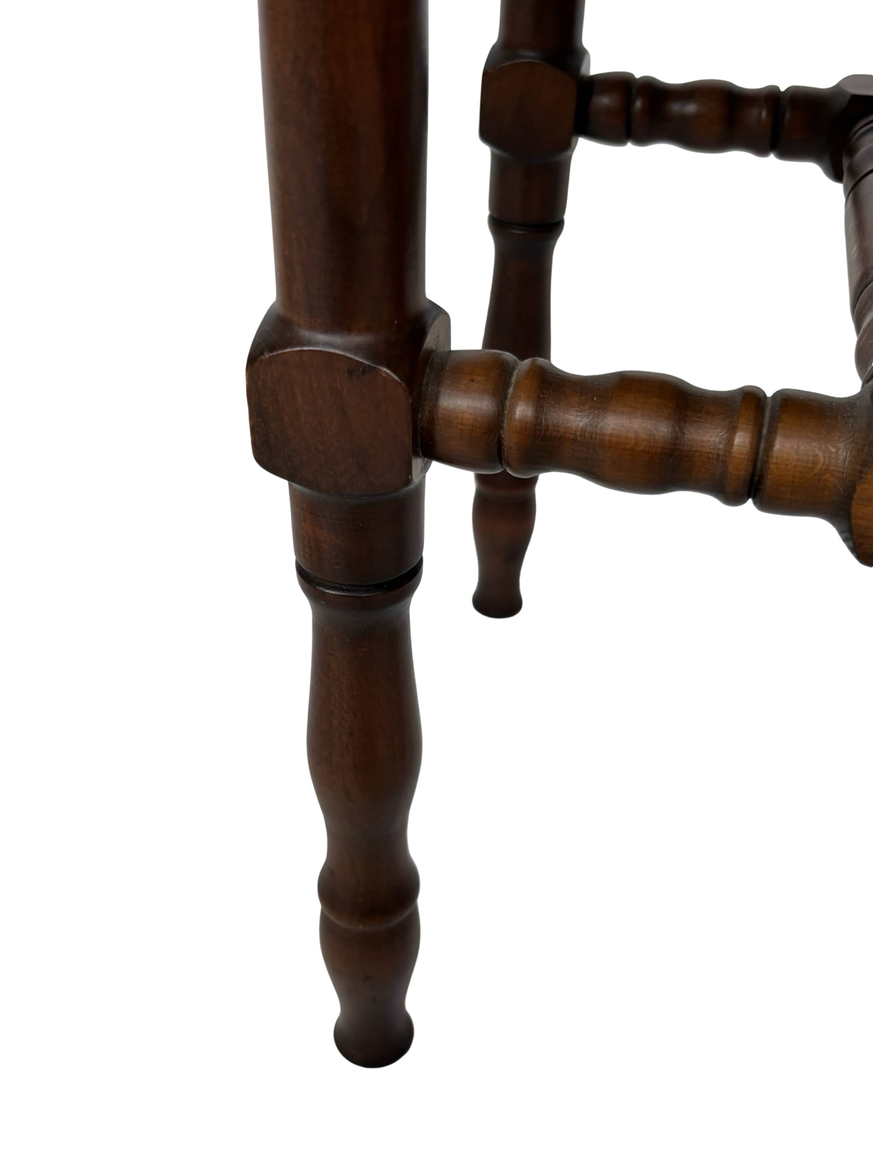 Tabouret vintage table d'appoint design brutaliste années 60 chêne foncé