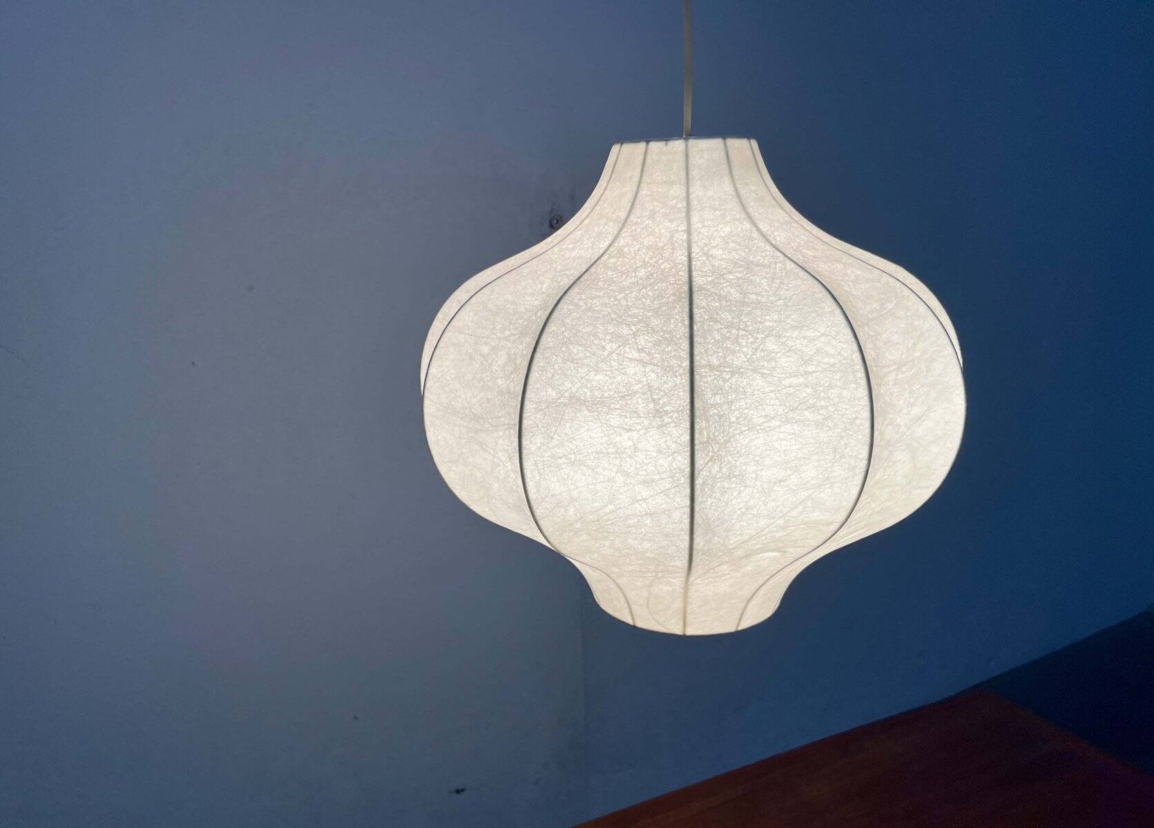 Modern mid-century Cocoon pendant lamp by Friedel Wauer for Goldkant Leuchten, 1960s.