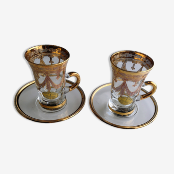 Pair of cristal t murano espresso cups