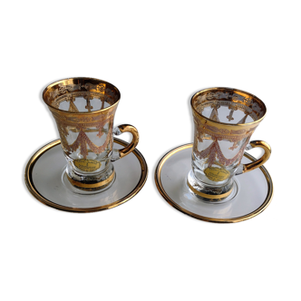 Pair of cristal t murano espresso cups