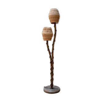 Lampadaire forme libre en bois des années 60