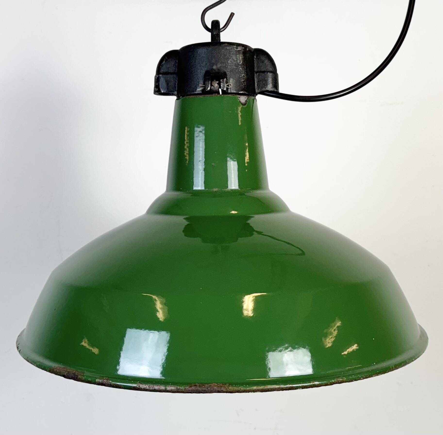 Industrial Green Enamel Factory Pendant Lamp, 1960s