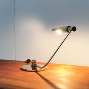 Mid-century minimalist brass table lamp by Rosemarie & Rico Baltensweiler for Baltensweiler.