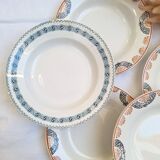 Orange and blue deep plates HBCM and St Amand.