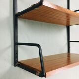 Wall shelf, steel and teak