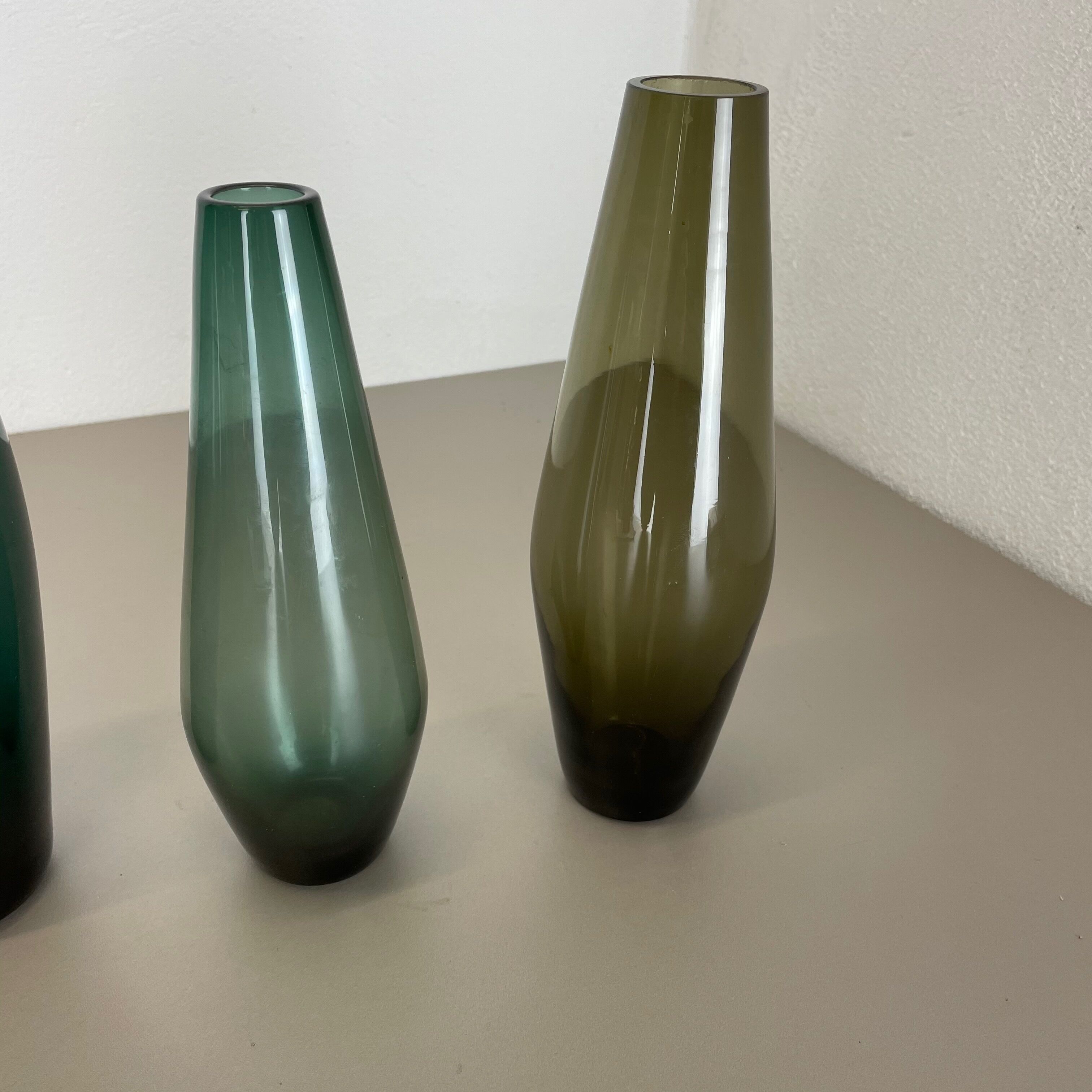 Set of three turmalin vases wilhelm wagenfeld wmf attributed, germany 1960s