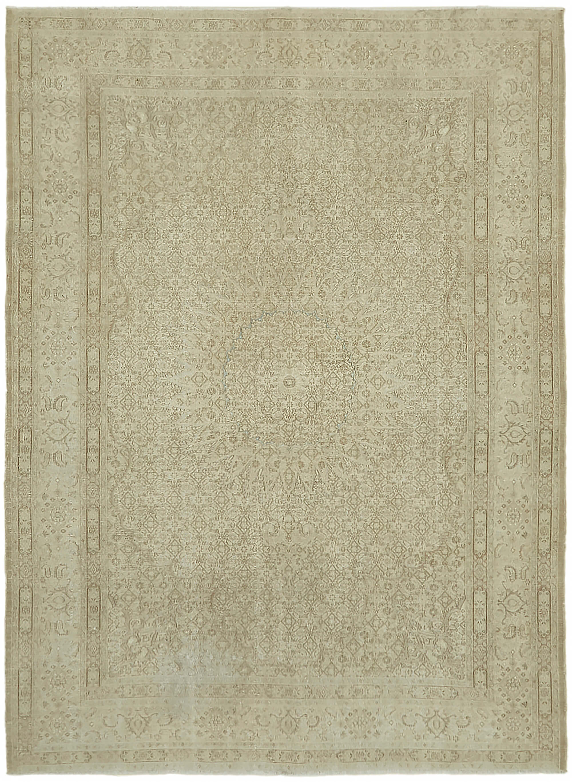 Hand-knotted persian vintage 1970s 211 cm x 286 cm beige wool carpet