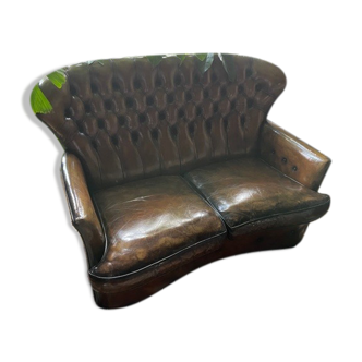 Chesterfield en cuir antique