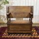 English oak bank safe from the 1930s that can serve as a console.