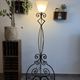 Vintage floor lamp in wrought iron and opaline.