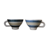 Set of 2 cups Gourin, Triskel with blue and brown stripe