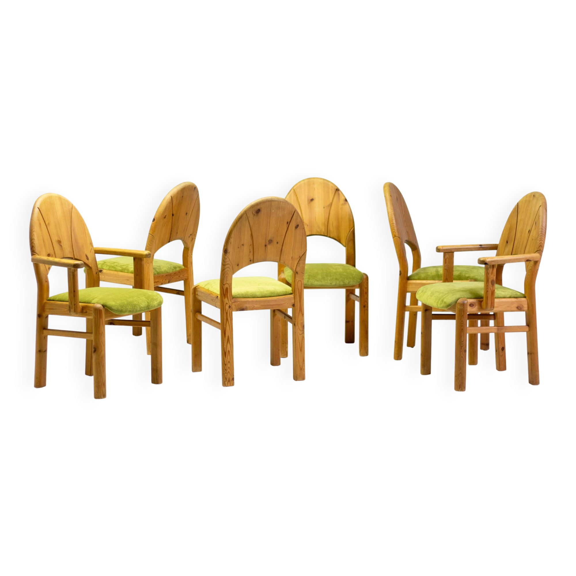 The Modern Scandinavian Oregon Pine Mid-Modern Dining Set - 4 Accent Chairs and 2 Armchairs