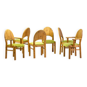 The Modern Scandinavian Oregon Pine Mid-Modern Dining Set - 4 Accent Chairs and 2 Armchairs