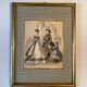 Old frame with illustrated page from the newspaper "Moniteur de la mode", Paris, late 19th century