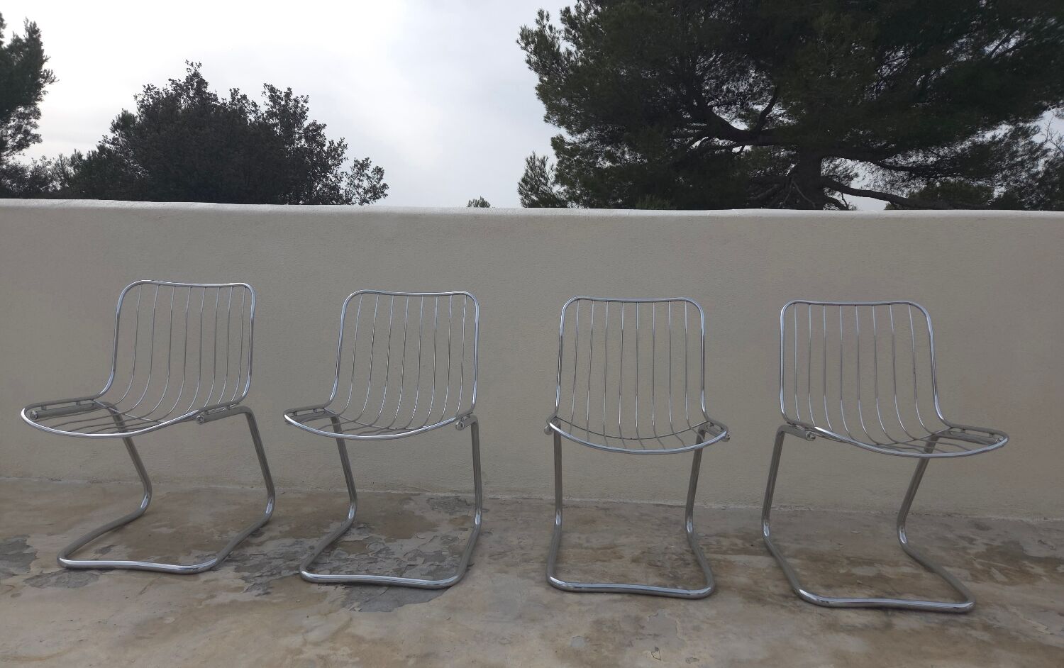 Set of 4 metal chairs by Gastone Rinaldi (without signature)