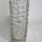 Textured vintage glass vase, 21 cm