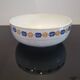 St amand beige earthenware salad bowl, yellow ocher and indigo blue frieze