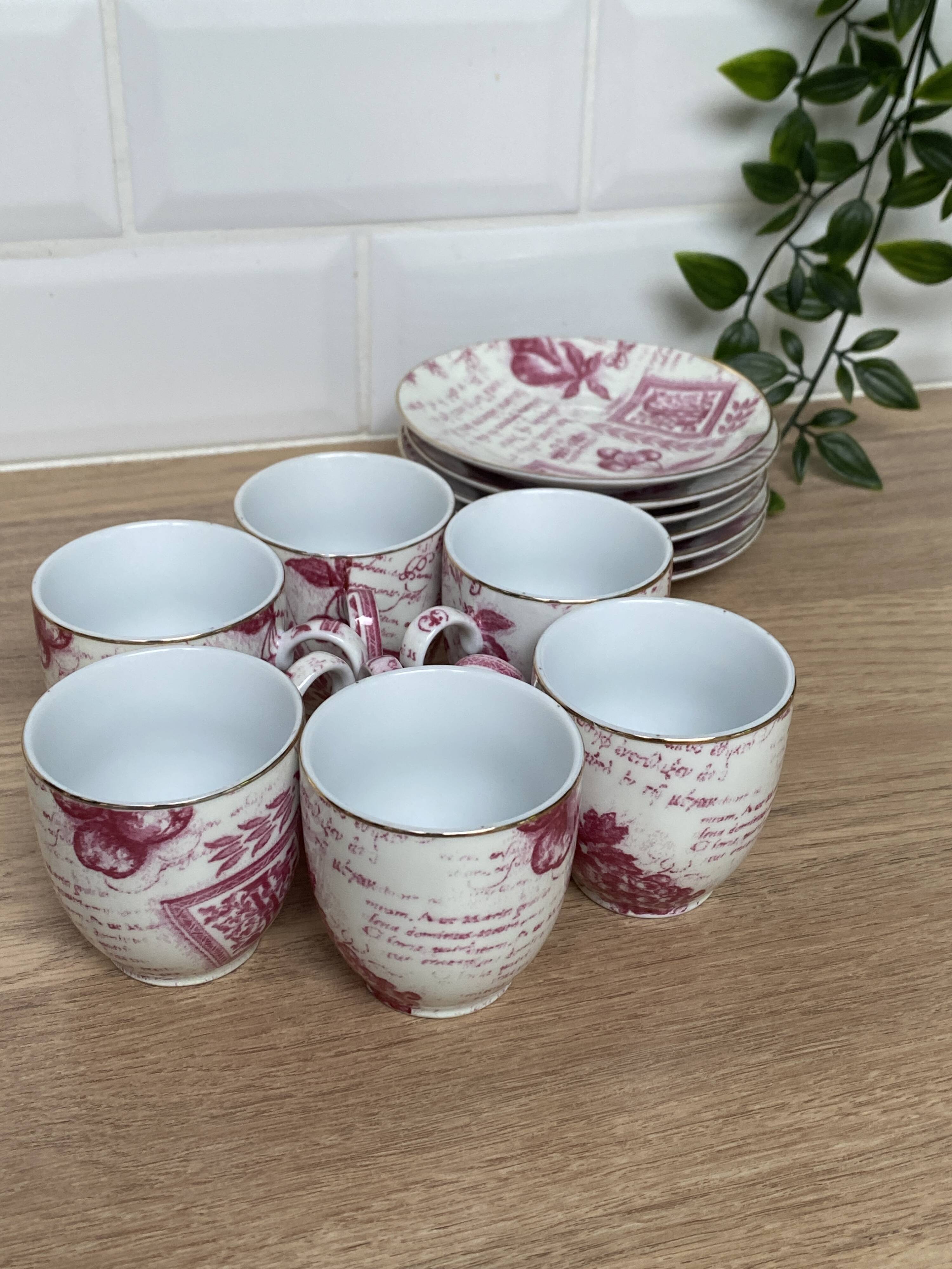 Set of 6 Country Corner coffee cups