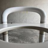 White molded plastic Kartell stool with metal legs — Anna Castelli Ferrieri, 1970s