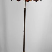 Bronze floor lamp with Tiffany-style stained glass shade – 20th century