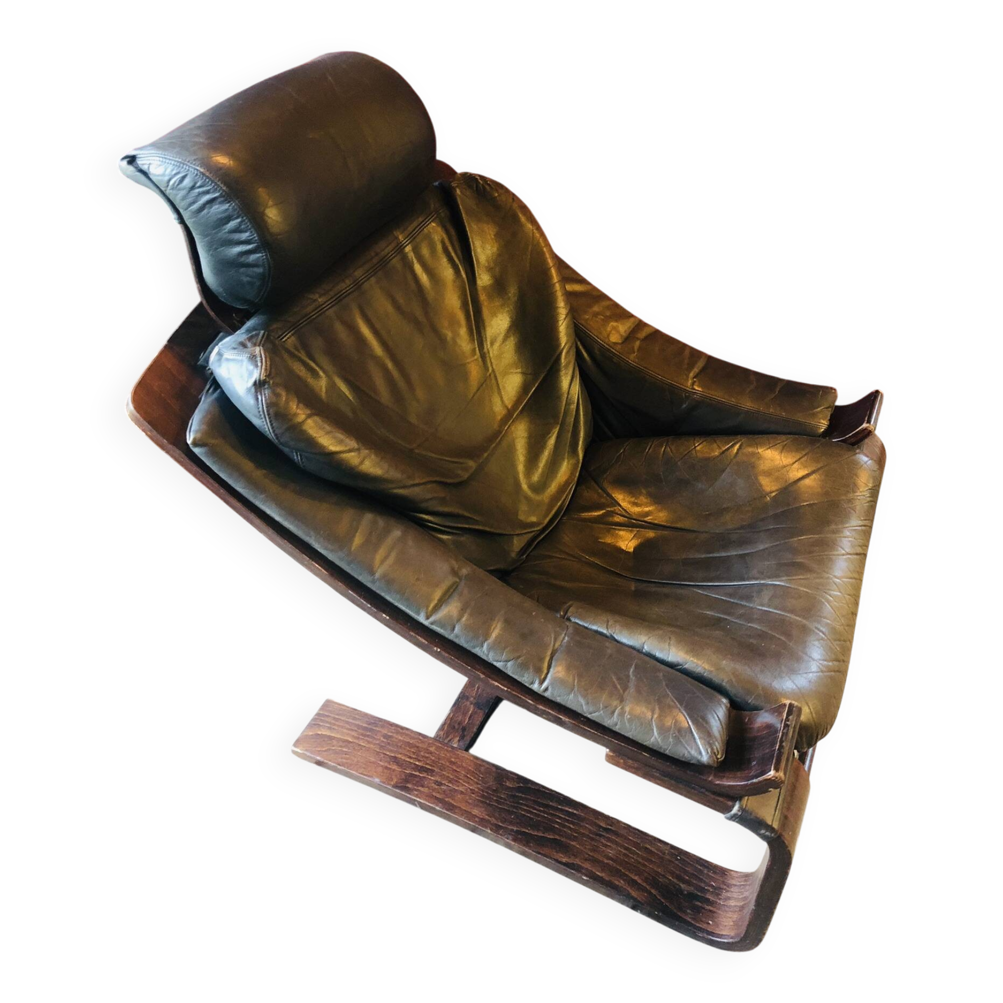 "Kroken" armchair in leather by Ake Fribytter for Nelo Möbel Sweden 1970
