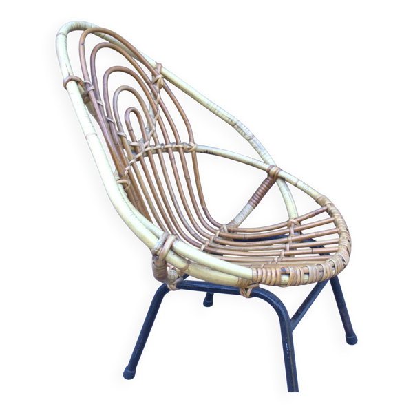 Chaise enfant vintage en rotin par Rohé Noordwolde années 1960
