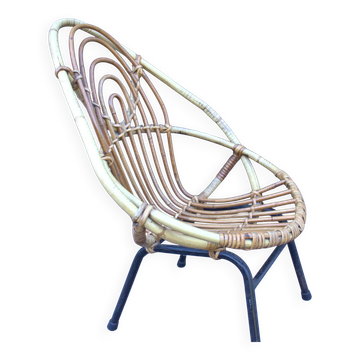 Chaise enfant vintage en rotin par Rohé Noordwolde années 1960