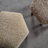 Pair of Danish oak stools from the mid-century with hexagonal seat and turned legs, 1950s.