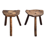 Pair of vintage brutalist stools from the 1970s.