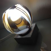 Lampe globe en verre polychrome sur socle marbre / vintage années 60-70