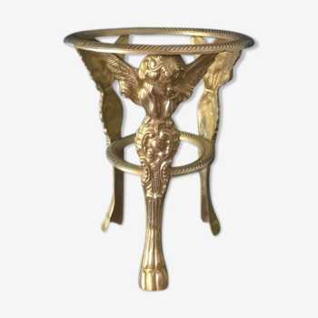 Tripled Support with Three Winged Putti - Louis XVI Style - Golden Solid Bronze - End 20th