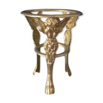 Tripled Support with Three Winged Putti - Louis XVI Style - Golden Solid Bronze - End 20th