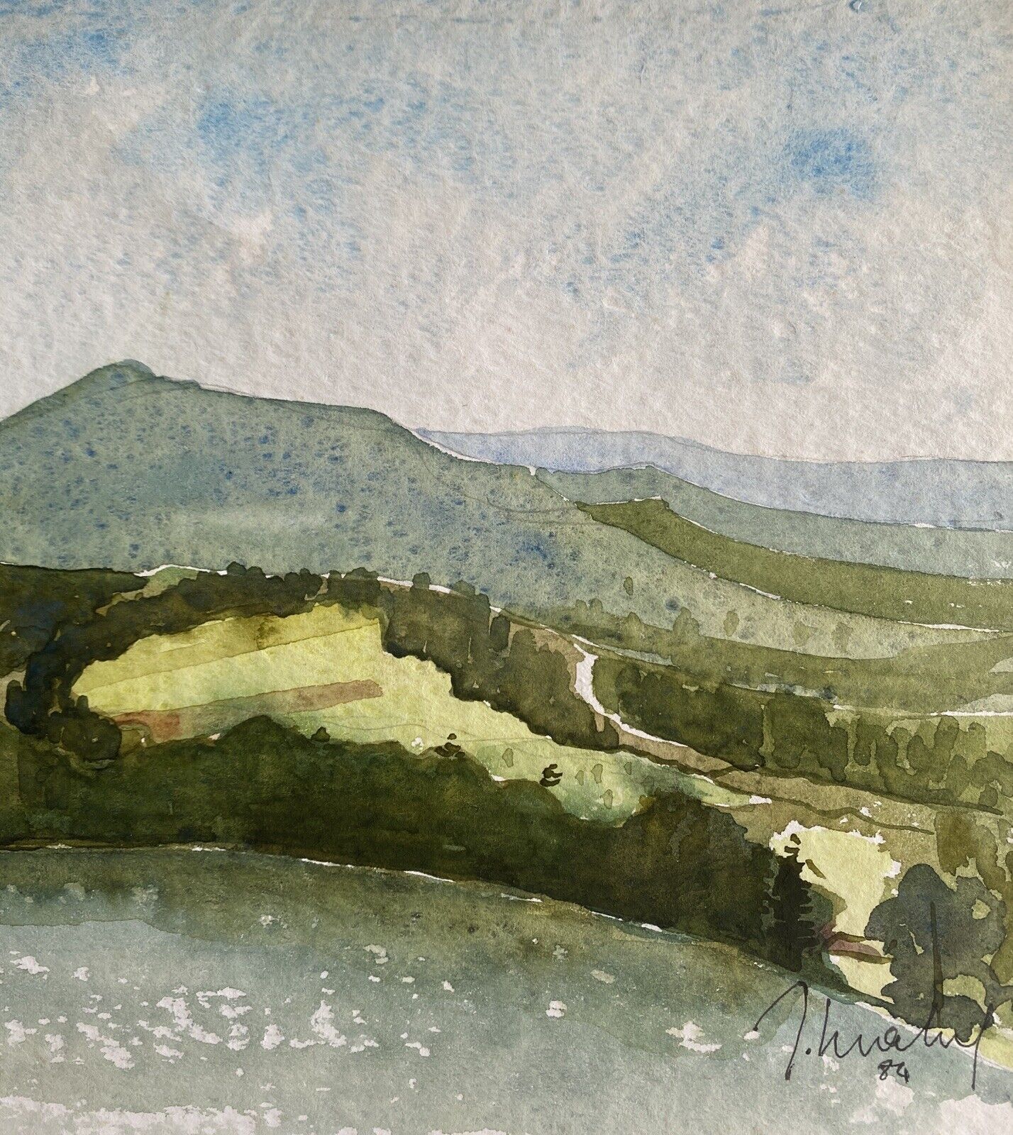 Painting "gour de tazenat" (puy de dôme) jean-francois devaliere (1926-2021)