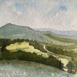 Painting "gour de tazenat" (puy de dôme) jean-francois devaliere (1926-2021)