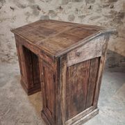Antique French pine desk – 1880, bar/counter unit with drop-leaf compartments – 65×120×106 cm