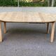 Scandinavian round extendable dining table stripped in solid wood from the 1970s.