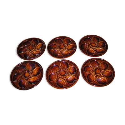 Set de 6 assiettes à huitres faience St Clément