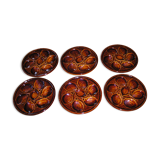 Set of 6 St Clément earthenware oyster plates
