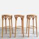 Three bistro stool wood and cannage