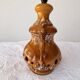 Large caramel and cream glazed ceramic lamp – Relief decoration and double lighting