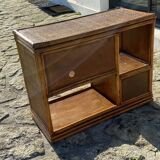Commode en bois et rotin